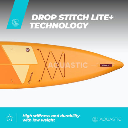 AQUASTIC Touring 12'6″ SUP Board aufblasbar – 381×76×15 cm, 165 kg Tragkraft, leicht & steif dank Drop Stitch Lite+ & PVC (2600 g/m²)