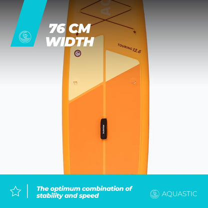 AQUASTIC Touring 12'6″ SUP Board aufblasbar – 381×76×15 cm, 165 kg Tragkraft, leicht & steif dank Drop Stitch Lite+ & PVC (2600 g/m²)