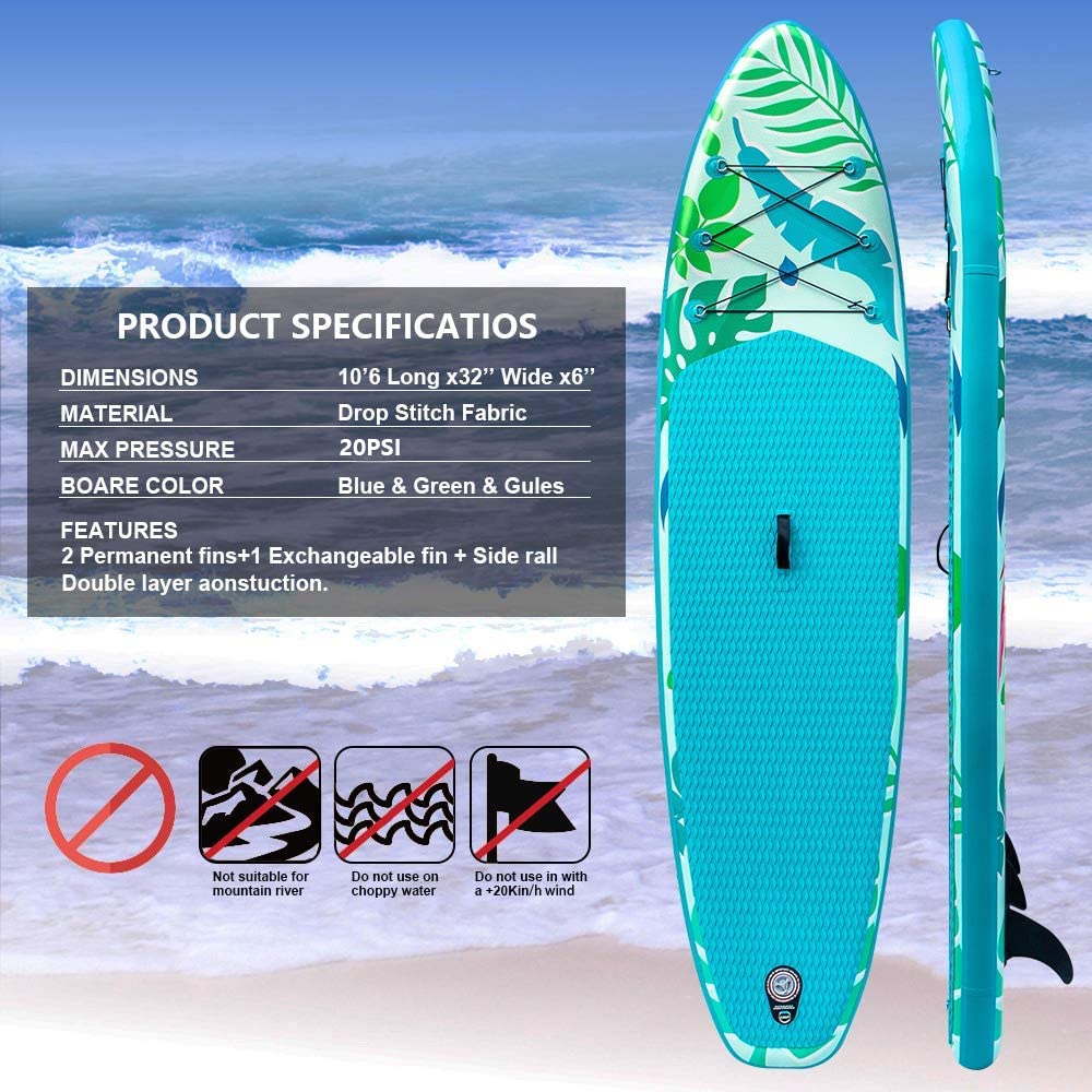 Tigerxbang SUP Board Stand Up Paddling Board | 10'6" 320x80x15cm | Komplettes aufblasbares Paddle Zubehör