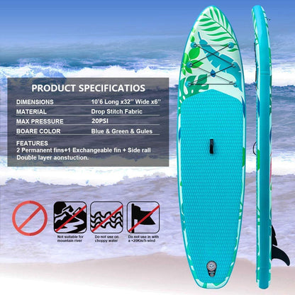 Tigerxbang SUP Board Stand Up Paddling Board | 10'6" 320x80x15cm | Komplettes aufblasbares Paddle Zubehör