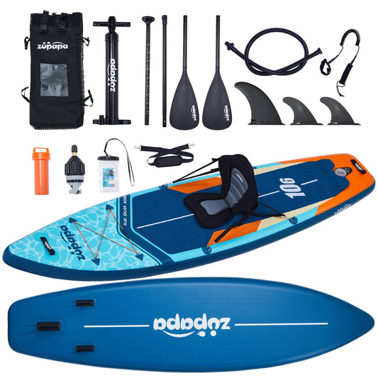 Zupapa 323cm Aufblasbare SUP Board Set| Stand Up Paddle Board mit Kajak Sitz | Komplettes Zubehör