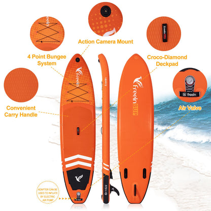 Freein Aufblasbares SUP Board 335x84x15cm mit Kajaksitz & Paddel – ISUP Set für Erwachsene inkl. Pumpe & Adapter