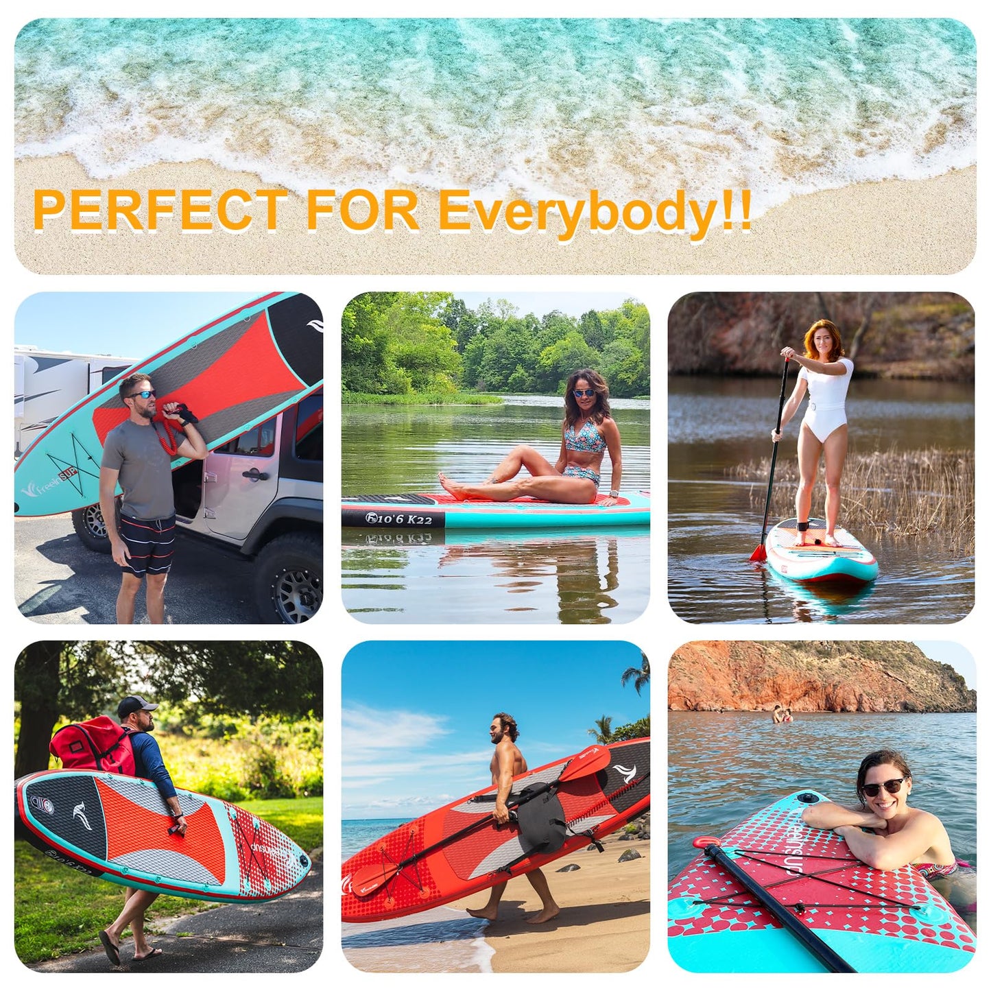 Freein Aufblasbares SUP Board 335x84x15cm mit Kajaksitz & Paddel – ISUP Set für Erwachsene inkl. Pumpe & Adapter