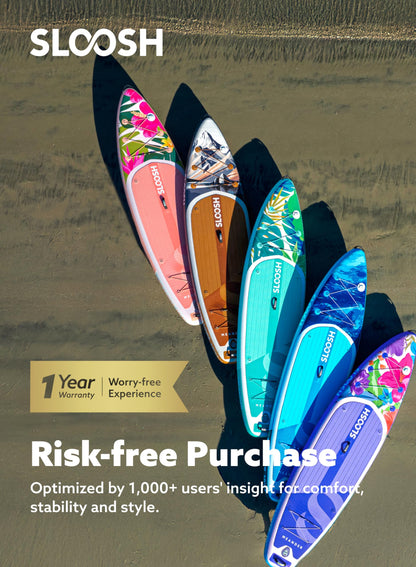 SLOOSH 10'6" Aufblasbares SUP Board – rutschfestes Deck, ultraleichte Tasche, Pumpe & Zubehör – Für Jugendliche & Erwachsene