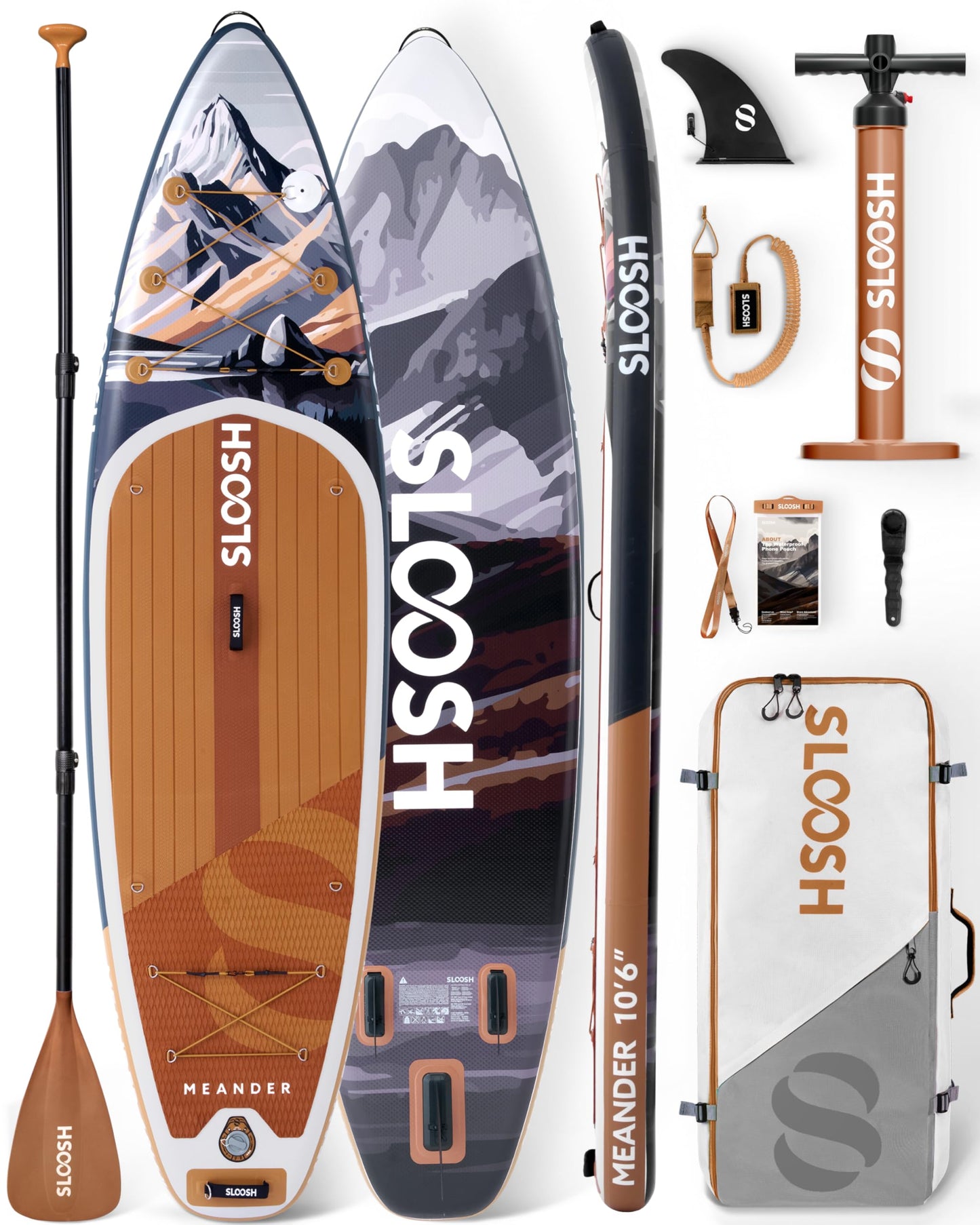 SLOOSH 10'6" Aufblasbares SUP Board – rutschfestes Deck, ultraleichte Tasche, Pumpe & Zubehör – Für Jugendliche & Erwachsene