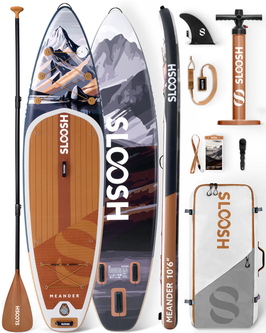 SLOOSH 10'6" Aufblasbares SUP Board – rutschfestes Deck, ultraleichte Tasche, Pumpe & Zubehör – Für Jugendliche & Erwachsene
