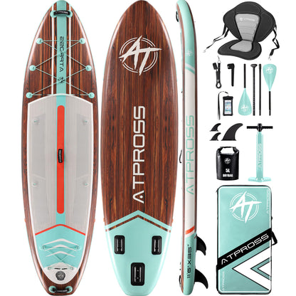 ATPROSS 350x89x15cm Aufblasbares SUP – 200kg Tragkraft, Extra Breit, rutschfest, inkl. Zubehör & Rucksack – Für Yoga, Angeln, Surfen