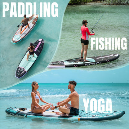 ATPROSS 350x89x15cm Aufblasbares SUP – 200kg Tragkraft, Extra Breit, rutschfest, inkl. Zubehör & Rucksack – Für Yoga, Angeln, Surfen